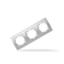 Рамка трехместная горизонтальная Бриллиант серебро UNIVERSAL