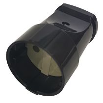 Розетка разборная General GRV-S-10-R-B-IP20, 10А, круглая, б/з, черная, IP20, 1/20/200