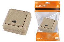 Выключатель 1-кл. открытой установки с подсветкой IP20 10А, сосна "Ладога"  TDM