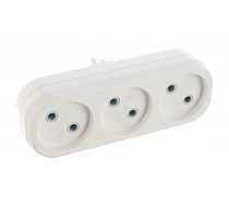 Разветвитель 3 гнезда без заземления плоский белый 6А 250В UNIVERSAL