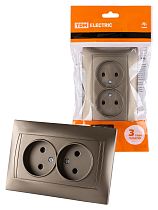 Розетка двойная 2П 10А 250В с защ. шт. бронза "Лама"  TDM