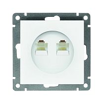 Розетка компьютерная двухместная UNIVERSAL серия "Афина" скрытой установки, 1А, RJ45, белая (еврослот)