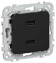 FLITE Розетка USB A+A 3,1А РЮ-2-ФлЧ черный IEK