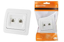 Розетка компьютерная RJ-45 + TФ (RJ-11) белая "Валдай"  TDM