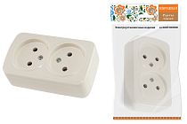 Розетка двойная 2П открытой установки IP20 10А, сл. кость "Дача" Народная TDM