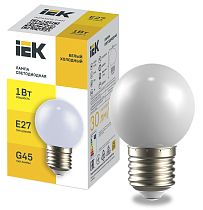 Лампа LIGHTING светодиодная декоративная G45 шар 1Вт 230В холодный белый E27 IEK Лампа LIGHTING светодиодная декоративная G45 шар 1Вт 230В холодный белый E27 IEK