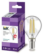 Лампа светодиодная G45 шар прозр. 5Вт 230В 4000К E14 Filament  IEK