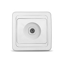 Розетка телевизионная одноместная серия "Валери", с/у, тупиковая, 75Ом, ч/д 4-2400Мгц, белая (еврослот) UNIVERSAL