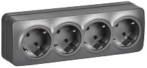 GLORY Розетка 4-местная для открытой установки с заземлением без защитных шторок 16А РС24-3-ХСм сталь матовый IEK