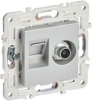 SKANDY Розетка двойная TV+RJ45 кат.6E SK-A15S серебряный IEK SKANDY Розетка двойная TV+RJ45 кат.6E SK-A15S серебряный IEK