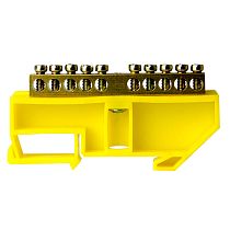 Шина нулевая TS-0609C 6х9 10 отв. на DIN-изоляторе жел.  ЭНЕРГИЯ