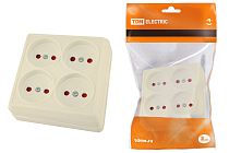 Розетка четырехместная 2П открытой установки IP20 10A с защитными шторками сл.кость "Ладога"  TDM