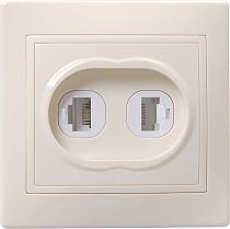 РК/Т12-ККм Розетка 2местн. комп. и телеф. КВАРТА (кремовый) IEK РАСПРОДАЖА!