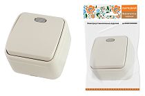 Выключатель 1-кл. открытой установки с подсветкой IP20 10А, сл. кость "Дача" Народная TDM