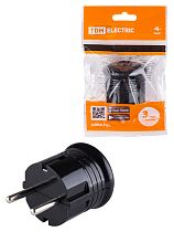 Вилка с/з круглая черная 10А 250В  TDM