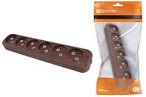 Колодка розеточная 6 гнезд 2П б/з 10А 250В "Эко" (бук)  TDM