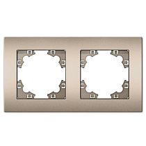 Рамка двухместная горизонтальная UNIVERSAL серия "Афина" шампань (еврослот)