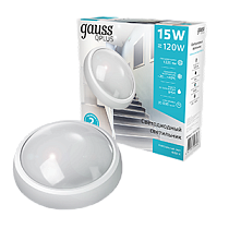 Светильник светодиодный ЖКХ Gauss IP54 d175х76мм 15Вт 1220lm 4000K Qplus круглый