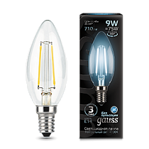 Лампа светодиодная Gauss Filament Свеча E14 9Вт 710lm 4100К