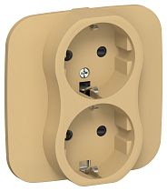 FLITE Розетка 2-местная с заземлением с защитными шторками безвинтовое крепление 16А РСш12-1-А-ФлШм шамуа IEK
