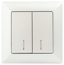 Выключатель ЭРА Intro Solo 4-105-06  IP20 10А 250В перламутр двухклавишный с подсветкой