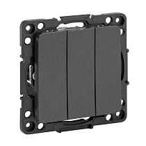 Стокгольм Механизм Выключателя 3-кл. 10А черный EKF PROxima