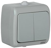 Выключатель двухклавишный 1п ОП Aquatic 10А IP54 ВС-20-2-0-А серая  IEK