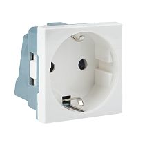 Розетка 45х45 с заземлением, прямая, белая EKF