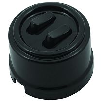 Выключатель клавишный, двойной, пластик, черный JANTERA