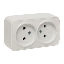 Минск Розетка 2-местная ОП 10А без заземления белая  EKF Basic