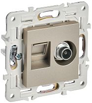 SKANDY Розетка двойная TV+RJ45 кат.5E SK-A14Sh шампань IEK SKANDY Розетка двойная TV+RJ45 кат.5E SK-A14Sh шампань IEK