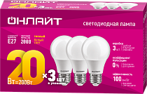 Лампа ОНЛАЙТ 90 608 OLL-A60-20-230-2.7K-E27-PACK3 v2