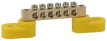 Шина PE "земля" ЭРА NO-222-108-1 на двух угловых изоляторах ШНИ-6х9-6-У2-Желтый