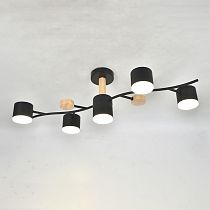 Люстра под лампу General  GCHL-5GX53-M Черная+Дерево Венто