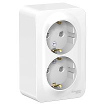 Blanca открытая установка с изолированной пластиной Белый Розетка двойная с заземлением со шторками 16А Systeme Electric (Schneider Electric)