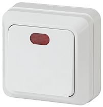 Выключатель Intro Quadro 2-102-01 одноклавишный с подсветкой 10А-250В IP20 ОУ белый