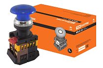 Кнопка AELA-22 "Грибок" синий d22мм неон/230В 1з+1р  TDM