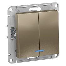 AtlasDesign Шампань Выключатель 2 клавишный с подсветкой  сх.5а, 10АХ Systeme Electric (Schneider Electric)