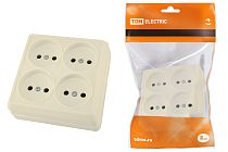 Розетка четырехместная 2П открытой установки IP20 10A сл.кость "Ладога"  TDM