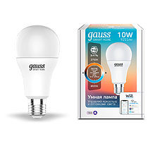 Лампа светодиодная Gauss Smart Home DIM+CCT E27 A60 10Вт Лампа светодиодная Gauss Smart Home DIM+CCT E27 A60 10Вт