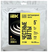 Лента светодиодная 5м COB 528LED/м freecut свободная резка 14Вт/м IP20 ширина 8мм 24В теплый белый IEK