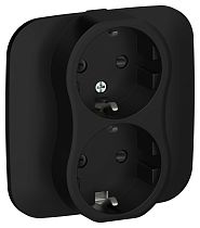 FLITE Розетка 2-местная с заземлением с защитными шторками 16А РСш12-0-А-ФлЧ черный IEK