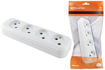 Колодка розеточная 4 гнезда 2П б/з 10А 250В белая  TDM