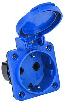 Розетка панельная MAGNUM 2P+PE 16А IP54 РП12-3 с защитной крышкой с заземлением синяя  IEK