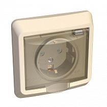 ЭТЮД скрытая установка Кремовый Розетка одинарная с заземлением со шторками с крышкой IP44 Systeme Electric (Schneider Electric)