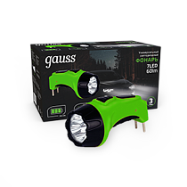 Фонарь ручной Gauss модель GFL105 7LED 60lm lead acid 700mAh LED 1/12/72