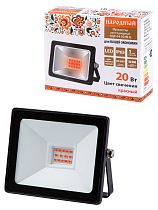 Прожектор светодиодный СДО-04-020Н-К (красный свет) 20 Вт, IP65, черный, Народный TDM
