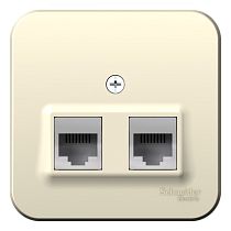 Blanca открытая установка с изолированной пластиной Молочный Розетка RJ11+RJ45 кат.5e Systeme Electric (Schneider Electric)
