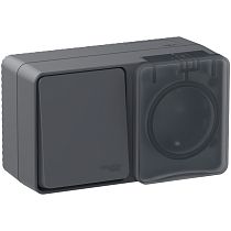 AtlasDesign Profi IP54 О/У БЛОК: РОЗ. з/к со шт. 16А 250B, ВЫКЛ.1-клав.10А, АНТРАЦИТ, Россия Systeme Electric (Schneider Electric)