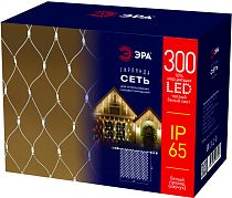 Гирлянда ЭРА ERAPS-SKW1300LED Сеть 2м*3м, теплый белый свет, бел. мерц, белый каучук, 220В, IP65